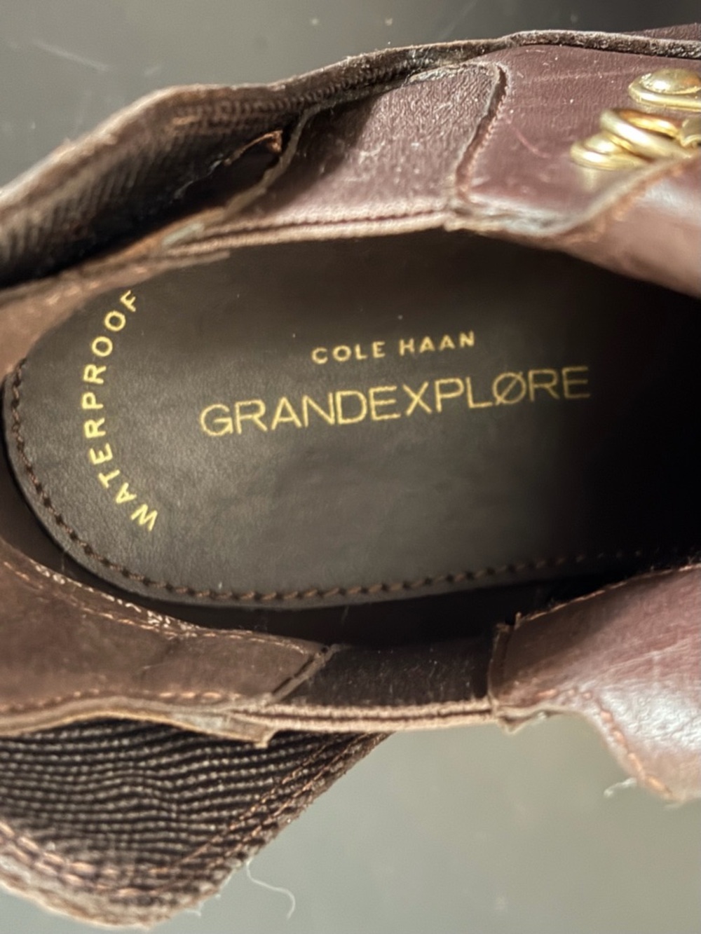 Cole Haan Grand Explore Brown Leather Lace-Up Platform Boot with Orange Laces - Picture 9 of 11